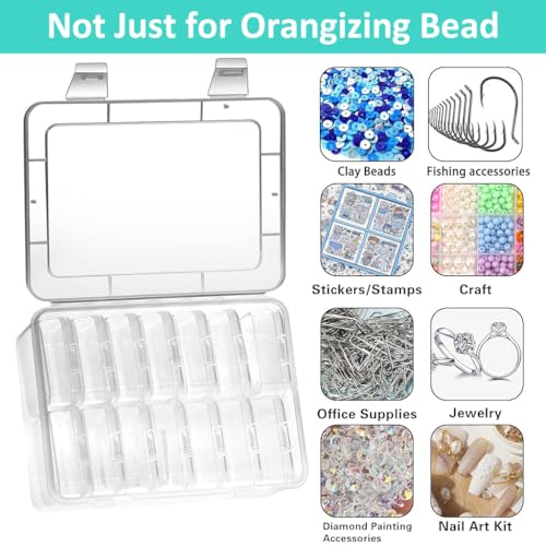 HASTHIP® 15 Pcs Transparent Jewelry Organizer Box Set Plastic Storage Cases for Earrings Ear Studs Rings Necklace Multi Purpose Small Storage Case for DIY Crafting Beading Diamond Painting X3