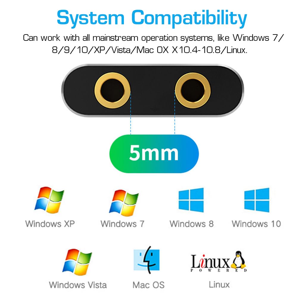 HASTHIP® Tarjeta de Sonido USB Externa, Adaptador de Audio y Micrófono 3.5mm, Conversor USB a Jack Estéreo, Plug & Play, Compatible con Windows, Mac, Linux, PS4, Portátil y PC, Ideal para