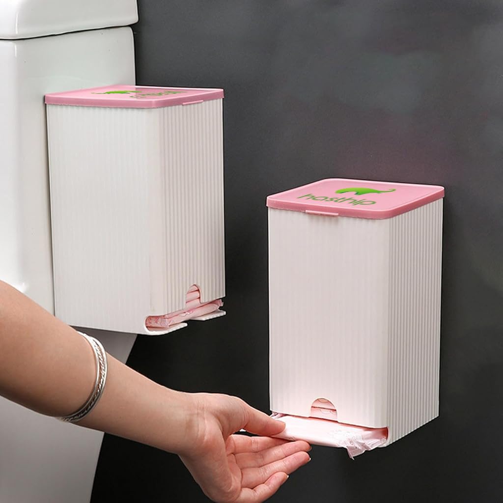 HASTHIP Sanitary Pads Dispenser for Bathrooms with Sliding Cover Refill and Waterproof PP Box | Holds 25-30 Pads 11.5×11.5×19.5cm