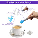 HASTHIP Small Kitchen Tongs for Desserts and Ice Cubes featuring Silicone Palm Tips | 9PCS 5.1 in Stainless Steel