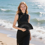 HASTHIP Hand Fan for Summer with Foldable Bamboo Frame and Silk Fabric | Elegant Gift for Women