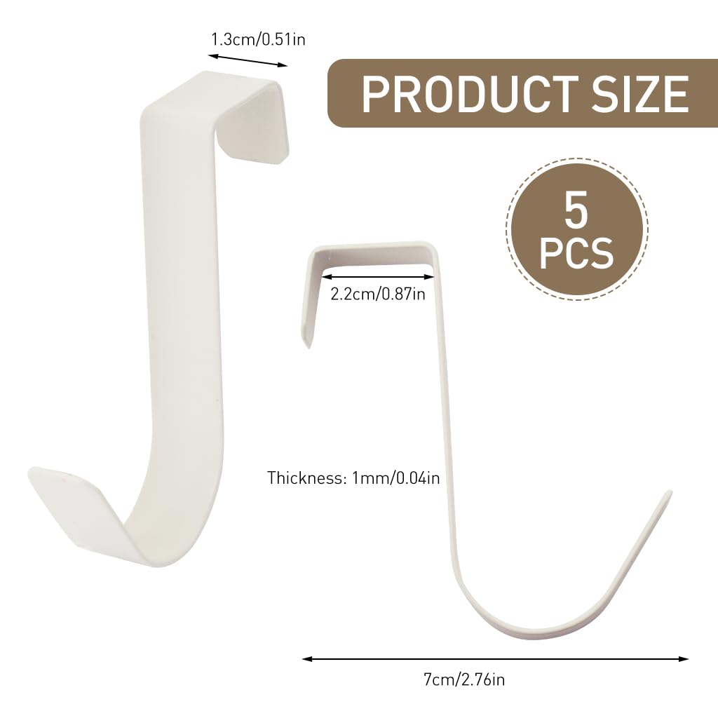 HASTHIP over the door hooks for home and office use with sturdy metal design | set of 5 white multipurpose hanging hooks