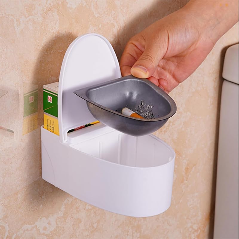 HASTHIP Ash Tray for Cigarette featuring Toilet-Inspired Lid and Removable Steel Liner | Wall or Desk Use