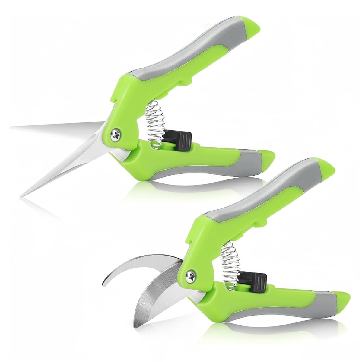HASTHIP® 2Pcs Pruning Shears 6.6'' Garden Snip Shear Bypass Shears Stainless Steel Gardening Pruning Shears Scissor Spring Loading Labor Saving Garden Snip with Safety Lock for Flower Pot, Vegetable