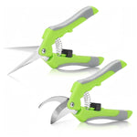 HASTHIP® 2Pcs Pruning Shears 6.6'' Garden Snip Shear Bypass Shears Stainless Steel Gardening Pruning Shears Scissor Spring Loading Labor Saving Garden Snip with Safety Lock for Flower Pot, Vegetable