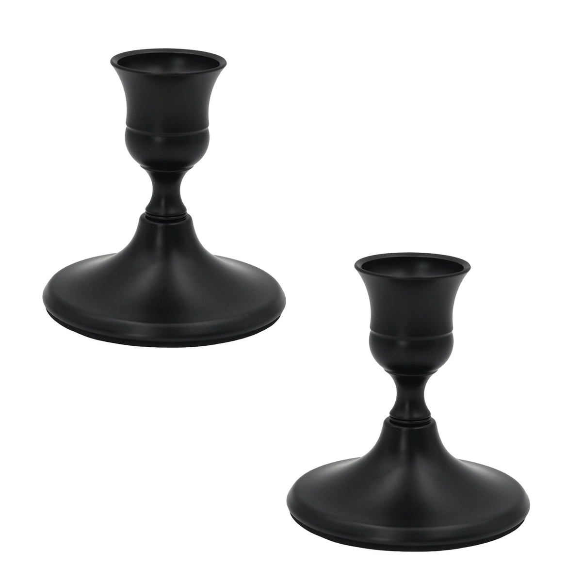 HASTHIP® 2 Pack Candlestick Holders Modern Iron Taper Candle Stick Holder with Base Short Black Iron Candlestick Holders for Table Centerpieces and Home Decor