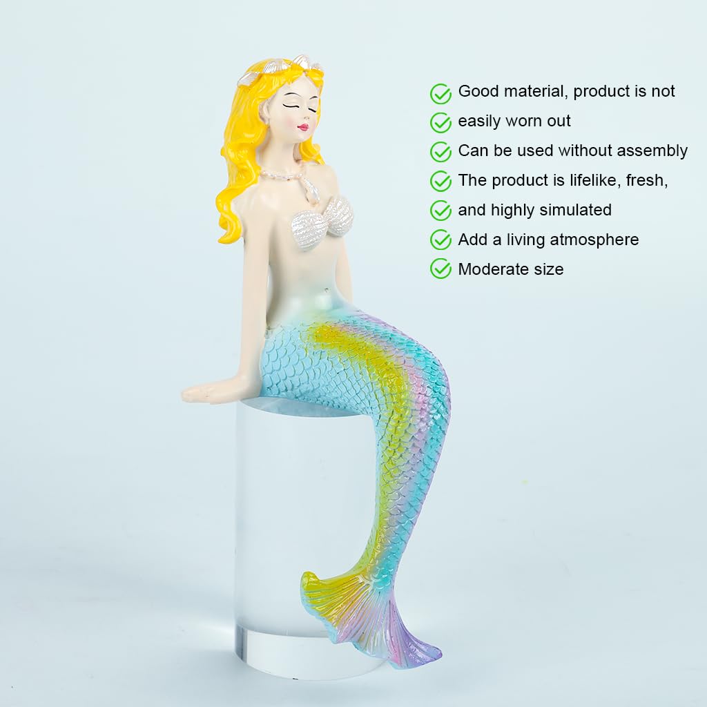 HASTHIP Mermaid Figure Statue for Desk and Planter Decor featuring 9.5x23 cm Resin Design