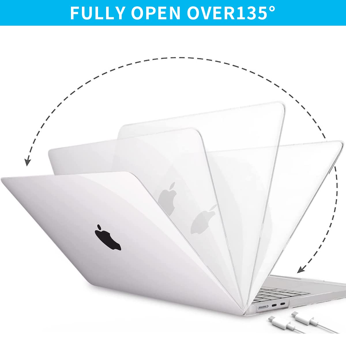 HASTHIP Laptop Case for MacBook Air 13.6 inch M4 M3 M2 featuring 2 piece snap on clear hard shell