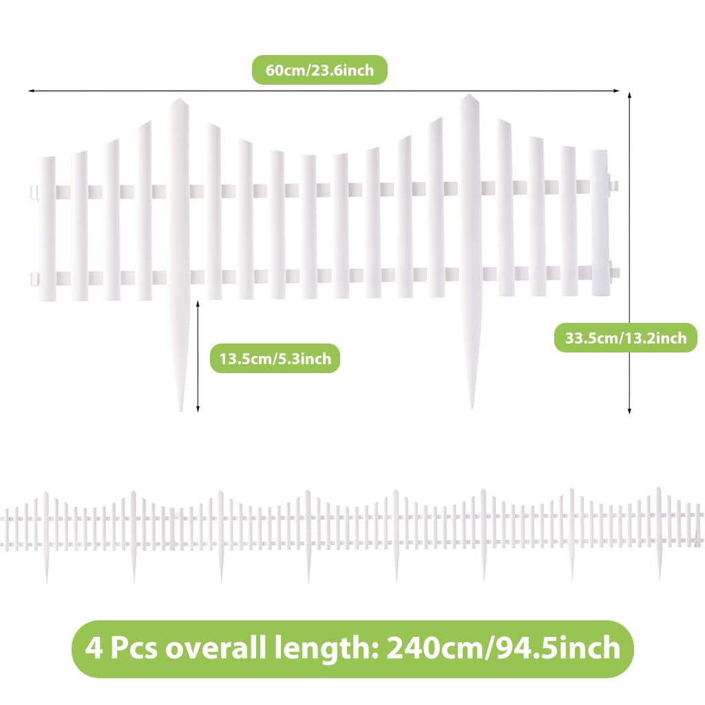 HASTHIP Garden Fence Border for Outdoor Decoration with Connectable Design 63x34cm PVC White Panels | Easy Installation for Lawn and Pathway Edging