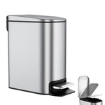 HASTHIP Slim Bathroom Trash Can for Small Spaces with Soft Close Pedal Lid 6 L Stainless Steel Bin