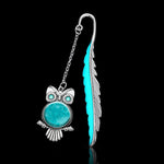 HASTHIP Metal Feather Bookmark for Reading with Glow in the Dark 3D Owl Design | 11.5cm Zinc Alloy Gift