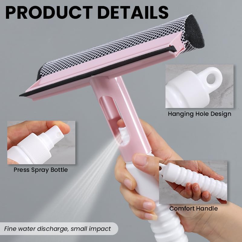 HASTHIP Glass Cleaner Wiper for Windows and Mirrors with 3 in 1 Spray Bottle | Compact Portable Design