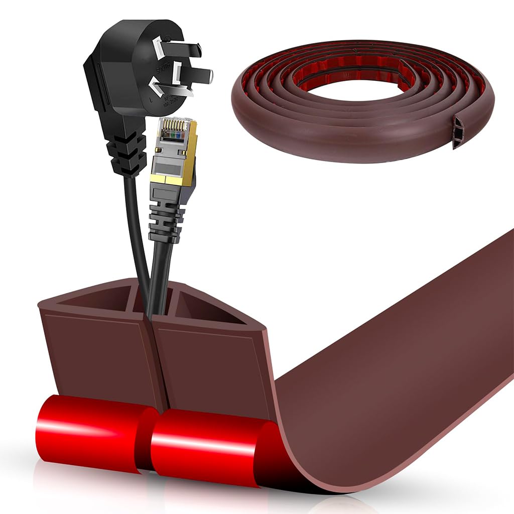 Electriduct Premium Floor Cord Cover - 2 Pack, 36 Inch Each, Red Chestnut Wood Grain, PVC Wire Protector For Home & Office