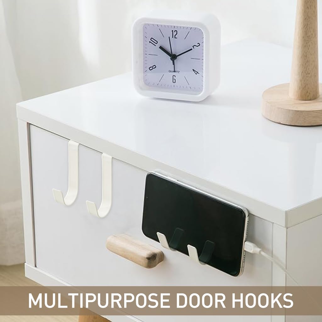 HASTHIP over the door hooks for home and office use with sturdy metal design | set of 5 white multipurpose hanging hooks