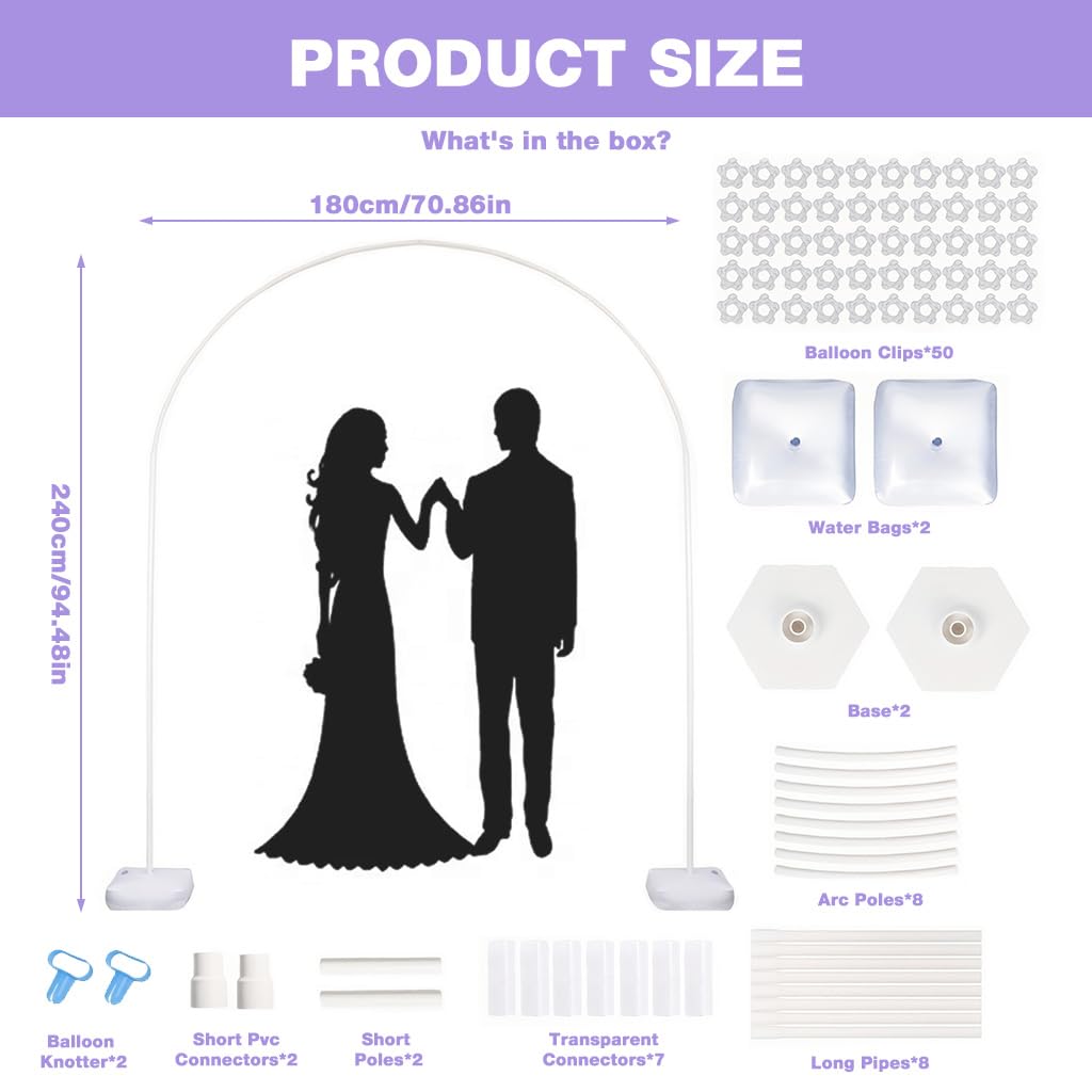 HASTHIP Balloon Arch Stand Kit for Wedding and Party Decor with 8 ft x 6 ft Adjustable PVC Frame