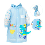 HASTHIP® Poncho de Lluvia para Niños con Capucha EVA Impermeable Reutilizable,Capa Larga con Visera Ancha y Espacio para Mochila,Chubasquero Infantil Estampado Unicornio Dinosaurio