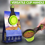 HASTHIP® Silicone Dog Food Scoop, 237ml Foldable Bowl Collapsible Scoop with Sealing Clip for Cat Dog, Portable Pet Food Scoop Feeding Scoop Food-Grade Materials Dog Food Bowl