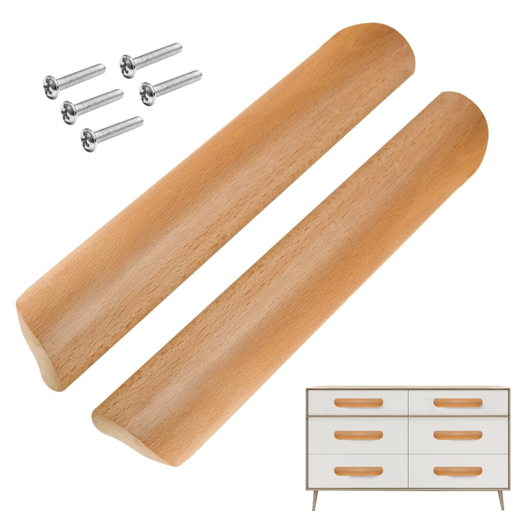 HASTHIP Wooden Cabinet Pulls for Wardrobe and Drawer with 8.6 in Half Cylinder Design | Pre Punched Handles