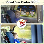 HASTHIP® 2 Pcs Car Sun Shade For Side Window, Cartoon Design, Side Window Sunshades UV Protection, 120GSM High Density, Universal Fit, Easy Installation, Foldable with Storage Bag, 51x31cm