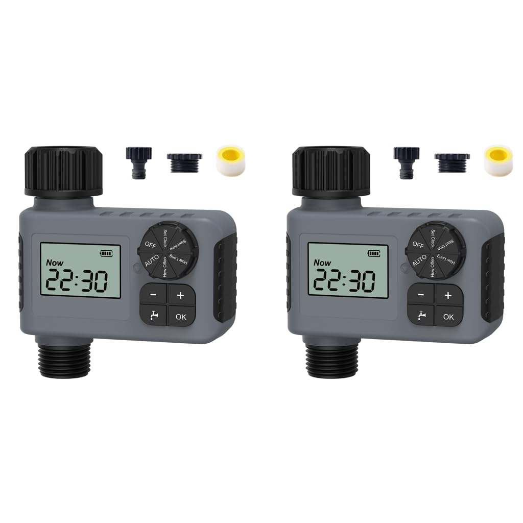 HASTHIP Outdoor Garden Hose Faucet Timer for Auto Watering with Rain Delay | 2PCS Set