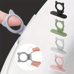 HASTHIP Silicone Toilet Lid Lifter Rings for Bathroom Use with Peel and Stick Cat Design Pack of 4