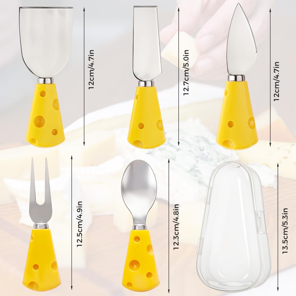 HASTHIP Cheese Cutter Tools Set for Party Serving with Creative Handles and Stainless Steel Case