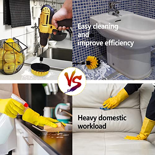 HASTHIP® 5Pcs Drill Brush Scrubber Set, Power Scrubber Brush Attachment, Multi-Function Cleaning Kit for Bathroom, Shower, Tile, Floor, Kitchen, Car Wheel, Upholstery (Drill Not Included)