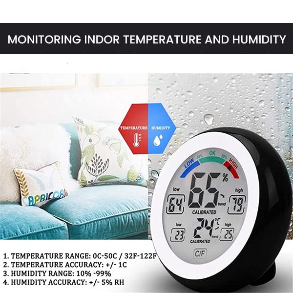 HASTHIP Hygrometer Humidity Gauge Meter for Indoor and Outdoor Use with IPX6 Sensor | LCD Color Display and 60m Wireless Range