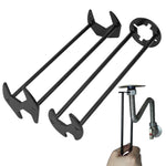 HASTHIP® llave para fregadero multiuso de 2 piezas con cuatro garras herramienta universal para tornillos y tuercas de acero al carbono para fregadero de cocina