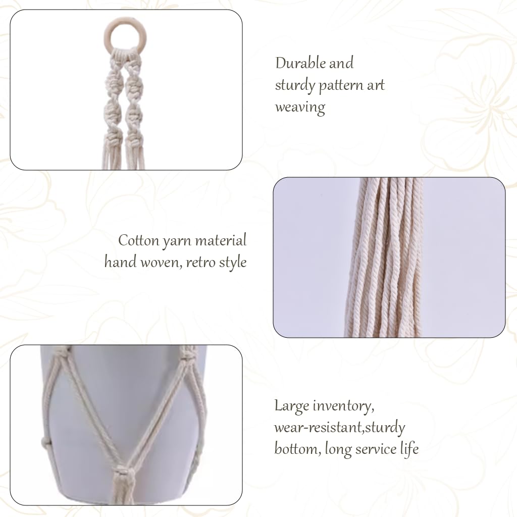 HASTHIP Macrame Plant Hanger for Indoor and Outdoor Decor with Metal Loop Ring | Cotton Woven Tassel Style