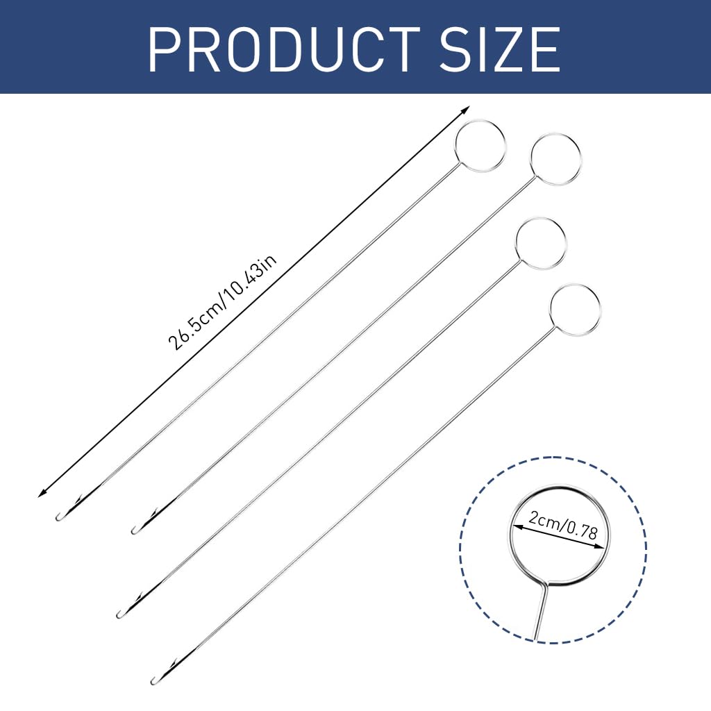 HASTHIP® 4 PCS Sewing Loop Turner Hook, 10.4 Inch Loop Turner Needle Hook with Latch Tongue Crochet ToolSewing Loop Turner Hook for Handmade Sewing Tools Silicone Beads Durable Metal