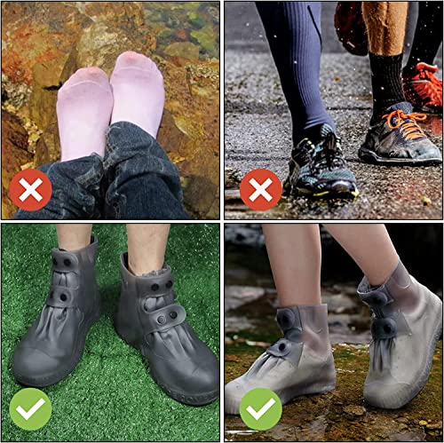 HASTHIP® Silicone Rain Shoe Cover for Rain Waterproof Shoe Cover for Kids Men Women with Double-Breasted, Anti-Slip TPE Sole Wear-resistant Reusable Shoes Protector for Rainy Season (for Size 5.5-7.5)
