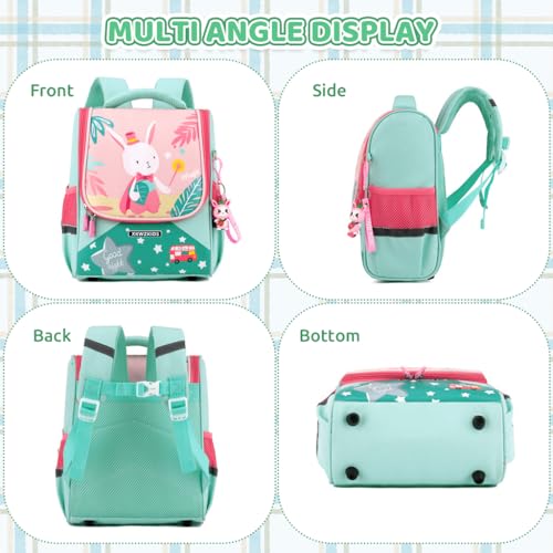HASTHIP® BrandName Toddler Girls Backpack Cartoon Bunny, Waterproof Nylon Preschool Bag, Padded Strap Kindergarten Bookbag for Kids 3-5 Years, Lightweight Travel School Pack