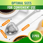 HASTHIP® 4Pcs Stainless Steel Tea Infuser Strainer Set,Fine Mesh Loose Leaf Tea Filter with Hooked Chain,Heart-Shaped Strainer for Cup Food Grade Herbal Steeper Reusable Travel Accessory