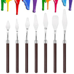 HASTHIP® 7Pcs Palette Knife Set Stainless Steel Painting Spatulas with Wooden Handles for Oil, Acrylic, Watercolor, Canvas Mixing and Art Supplies