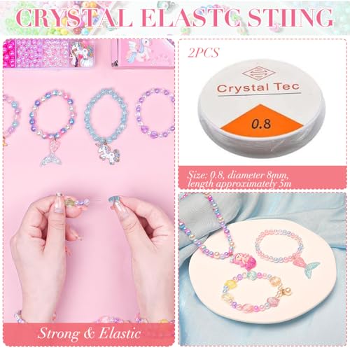 HASTHIP® PATPAT 831Pcs Bracelet Making Kit for Girls, DIY Jewellery Set with Colorful Beads, Charms, Crystal Thread, Pendant, Scissors & Tweezer for Necklace and Bracelet Crafts