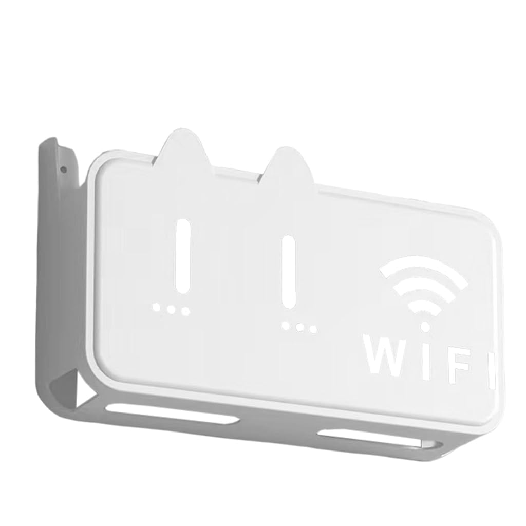 HASTHIP® WiFi Stand Wall Mounted - No-Drill Universal Wall Mounted Shelves Self-Adhesive WiFi Storage Box for Modem, Set-Top Box, Smart Devices-Space-Saving Cable Organizer Stand for Home & Office
