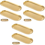 HASTHIP Golden Stainless Steel Trays for Jewelry and Vanity featuring 6PCS 23x9cm Set | Scratch‑Resistant Organizer