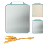 HASTHIP® Double-Sided Cutting Board - Stainless Steel Cutting Board & Wheat Straw Chopping Board for Meat Fruit Veggies,