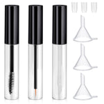 HASTHIP® 3 Piezas Tubos Vacíos de Rímel 10ml,Tubo de Delineador y Brillo Labial Reutilizables con Varita,Embudos Transparentes y Tapas Antifugas Botellas Cosméticas Portátiles Viaje