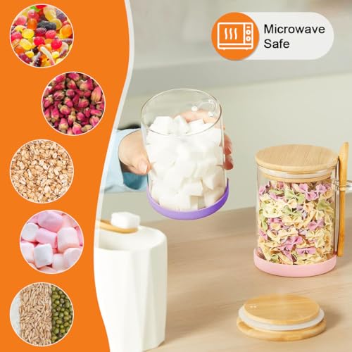 HASTHIP® 450ml Glass Mason Jar with Wooden Lid and Spoon