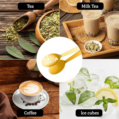 HASTHIP® Tea Bag Tongs 4.72" Stainless Steel Tea Infuser Tongs,Fine Mesh Strainer for Loose Leaf,Bags Herbs Spices Stylish Cutout Utility for Kitchen Ice Cubes Ingredients Gold & Silver