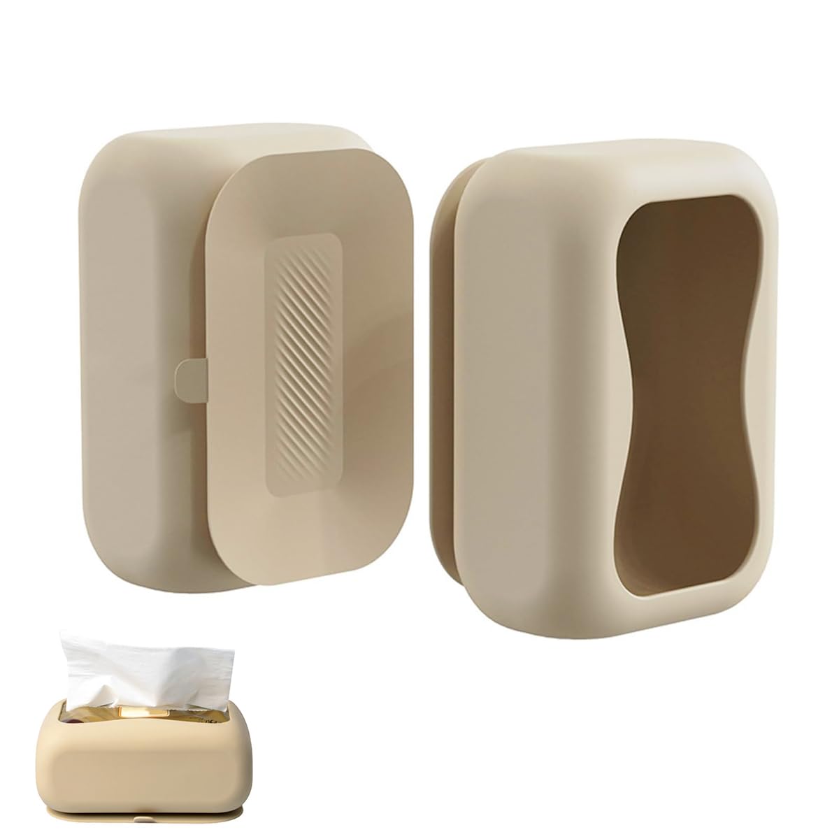 HASTHIP Silicone Suction Cup Tissue Box for Bathroom and Office featuring 160×105×65mm Secure Base | Space-Saving Under Desk Storage