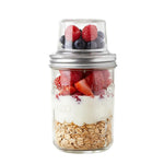 HASTHIP® 20 oz Overnight Oats Containers with Lids, Dual-Layer Yogurt Parfait Cups, Mason Jars for Chia Pudding, Cereal, Fruit, Nuts, Salad, and Meal Prep - Leakproof & Reusable Transparent