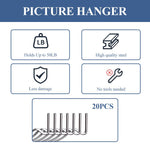 HASTHIP Wall Anchor Hooks for Picture and Key Hanging 20Pcs with Curved Stainless Steel Design