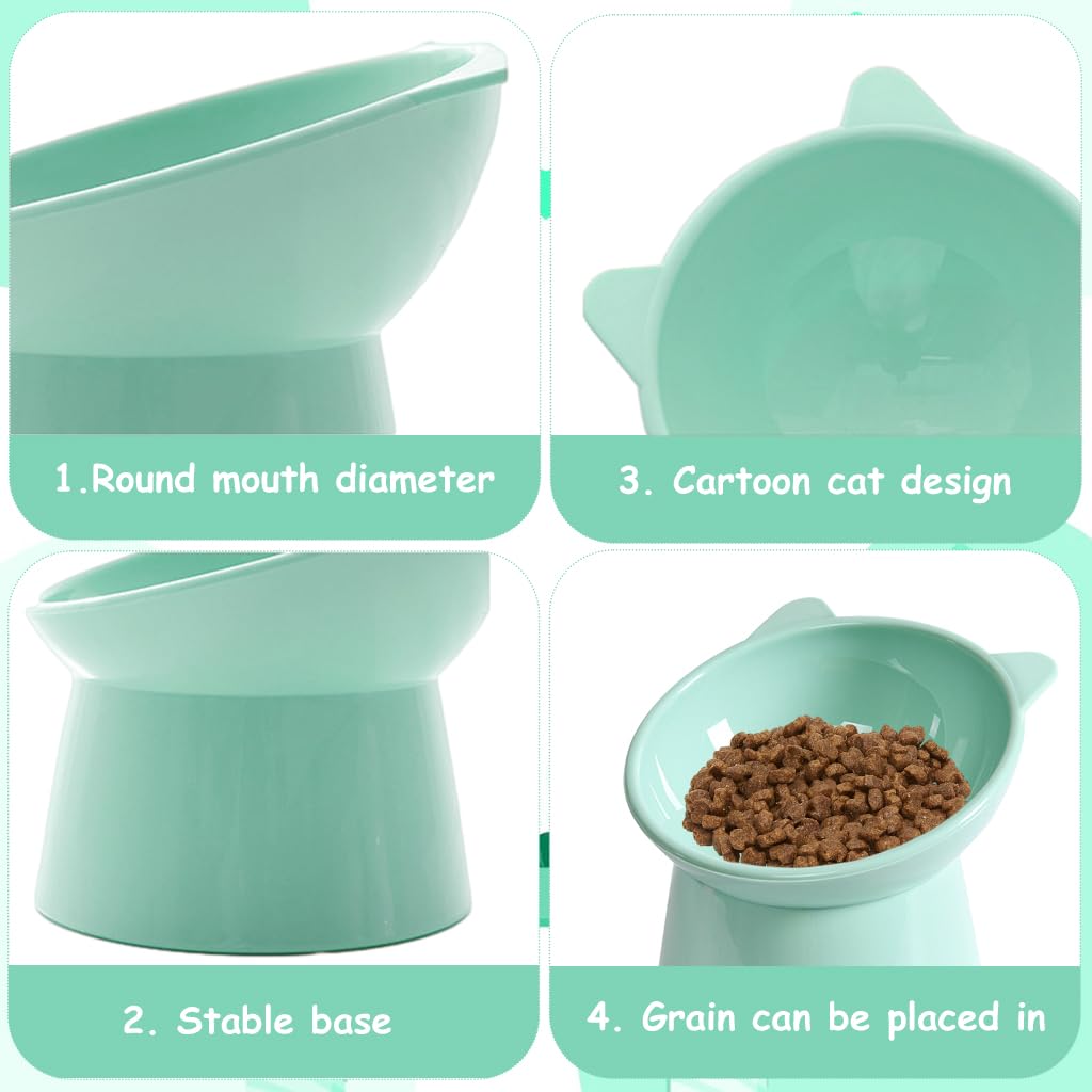 HASTHIP® Cat Bowl, Elevated Cat Food Bowls Shallow Cat Feeding Bowl - Thickened PP Fabric, Anti-Tip 15° Tilt, Easy Clean Puppy Bowl