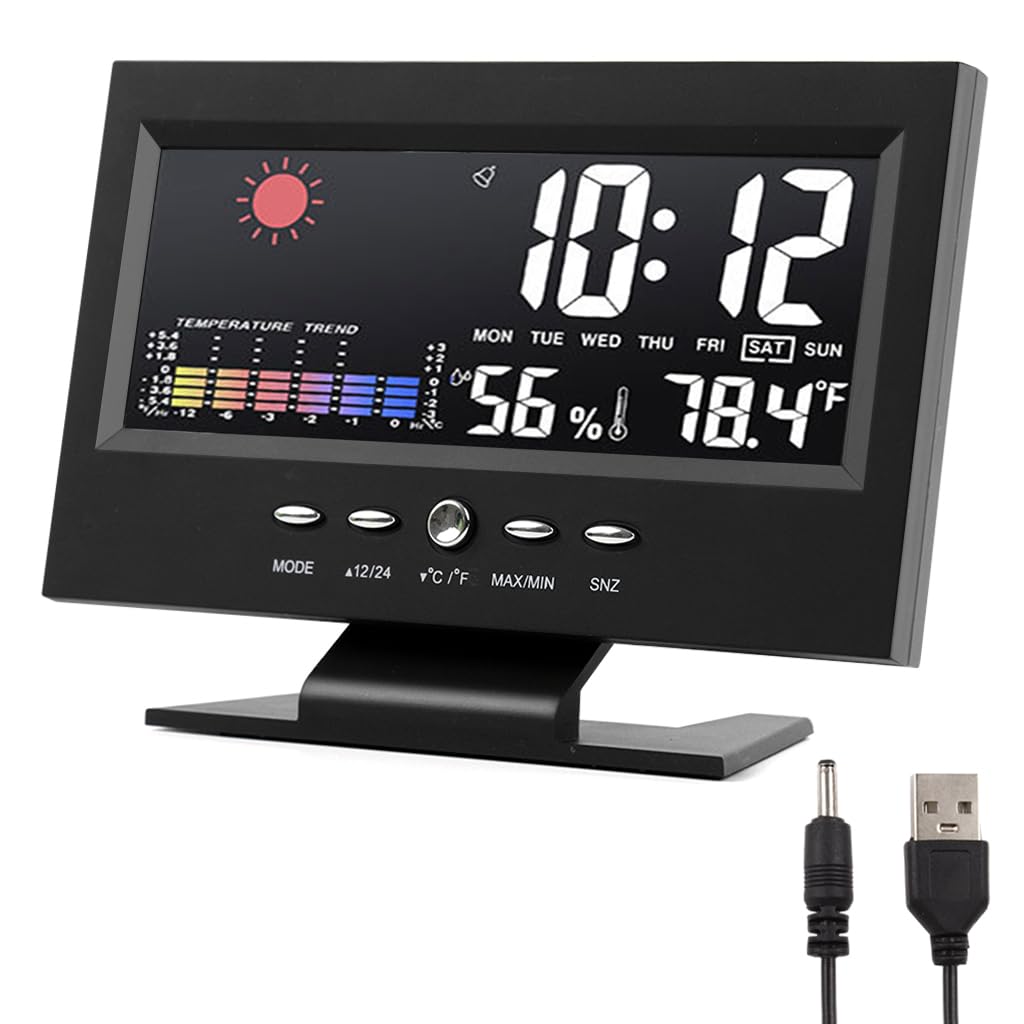 HASTHIP Digital Thermometer Hygrometer for Home and Office with Alarm Clock | 0°C–50°C Range and Dual Power Options