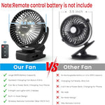 HASTHIP® Rechargeable Table Fan with Night Light & Remote Control, 360° Adjustment 8000mAh High Speed Table Fan for Home, Office, Camping with Clip and Power Bank