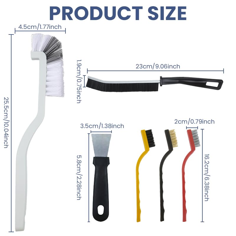 HASTHIP Gap Cleaning Brush Set for Kitchen and Bathroom with 11pcs Curved and Grout Brushes