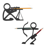 HASTHIP® 2Pcs 3D Print Stickman Warrior Pen Holder Creative Rifle & Archer Design Desk Organizer Office Table Decorative Stick-figure Pencil Holder Gift